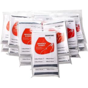 8-Pack Emergency Mylar Blankets, Reflective Space Blanket Survival Kit for Hiking, Camping, Outdoors & First Aid, 84" L x 52" W