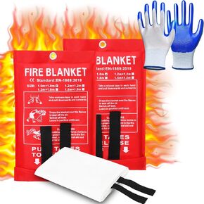 Tamodan Fire Blankets x2-40" x 40" Fire Blanket for Home - Fire Blanket Kitchen for Emergency Use - Emergency Fire Blankets Suitable for Kitchen Office &Grill.
