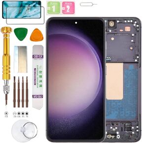 (Without Fingerprint) LCD Display Assembly for Samsung Galaxy S23 SM-S911U, SM-S911U1, SM-S911B, SM-S911B/DS, SM-S911W, SM-S911N, SM-S9110, SM-S911E, SM-S911E/DS Screen Replacement kit (Black)