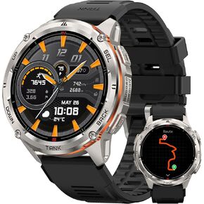KOSPET Tank T3 Ultra 2 Smart Watch for Men GPS, Extra-Long Battery, Full Stainless Steel Body Rugged Smartwatch with Bluetooth Calling, 1.43" AMOLED Display, Pressure&Altitude&Compass