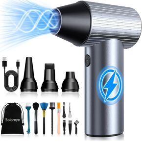 Solareye Electric Air Duster - 300000 دورة في الدقيقة هواء الهواء المضغوط مع محرك بدون فرش - منفاخ الهواء اللاسلكي قابل لإعادة شحنه - 3 تروس منفاخ جاف قابل للتعديل لتنظيف لوحة مفاتيح السيارة في الهواء الطلق في الهواء الطلق