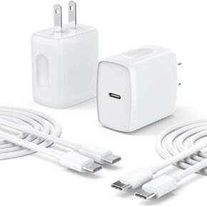 USB C Charger Type C Charger Fast Charging 2 Pack 25W USB C Charger Block with 2 Pack 6FT USB C to C Cable for iPhone 15 16 Pro/Pro Max/Pad Pro Samsung Series and More