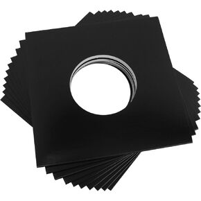 (10) 7" Heavyweight Record Jackets - Black with Center Hole - #07JWBKHH