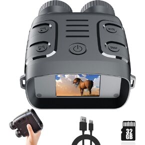 Night Vision Goggles, 2K Video Clarity, 10X Digital Zoom, 2.4" TFT Screen, 850nm Infrared Light, 32GB Storage, Rechargeable Battery, Outdoor Adventures, Camping, Travel