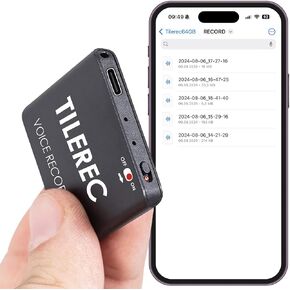 Voice Activated Recorder with Playback-TileRec 64GB, Slim Design for Daily Tasks: Meetings, Interviews, Classes – 1100 Hours Recordings Memory, by Atto Digital