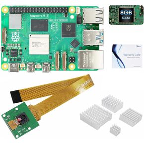 Vemico Raspberry Pi 5 Kit 8GB RAM with 5MP Camera Module for Raspberry Pi, Aluminum Heatsinks 4pcs and Raspberry Pi 5 8GB Board Included