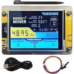 Bitcoins Miner USB NerdMiner V2 ESP32 Hashrate 49K/S 2.8 Inch Smart Display Crypto Solo Lottery Miner Solo Mining Machine
