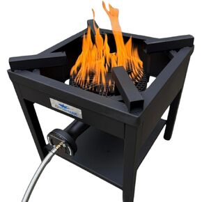 275,000 BTU Outdoor Propane Gas Burner Stove | High Pressure Steel Braided Hose with Adjustable Regulator 0-20 PSI | High-Performance Burner for Outdoor Cooking, Frying, Boiling, and Tailgating