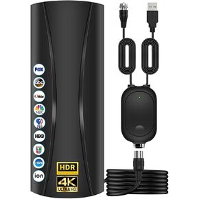 1500+Miles Range TV Antenna for Smart TV Indoor, 360° Reception TV Antenna Indoor with Amplifier Signal Booster Support 4K 8K 1080p All TV's-36ft Thick Coaxial Cable