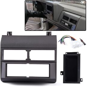 ALLGOOD Car Stereo Radio Dash Bezel Kit Mount Trim, Compatible with Chevy/GMC Crew Cab Dually 1992-1994, Dash Cover Cap Wire Harness, Grey