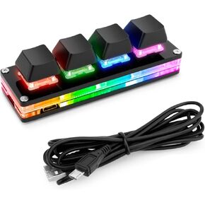 Ecarke Black White 6-Key Gaming Keyboard, USB Mini 6-Key Keypad Mechanical Gaming PC Keyboards Programming Macro with Software OSU HID Standard Keyboard.(Upgrade Cherry Shaft & RGB LED)