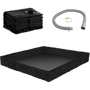 Portable Shower Base, 41" x 41" x 6" Foldable Shower Pan with Drain Pipe, Collapsible Shower Tent Awning Base for Camping, Outdoor, Indoor