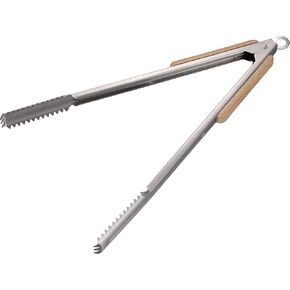 Captain Stag UG-3228 / UG-3231 / UG-3273 Outdoor BBQ Tongs, Wood Grip, Stainless Steel, Stopper Included