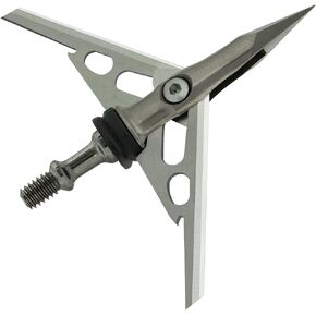 RAGE Hypodermic 2-Blade 100 Grain Broadhead with Exclusive Hybrid Tip, One Piece Stainless Steel Ferrule, Shock Collar Technology, .035" Stainless Steel Blades and a 2"+ Expandable Cut - 3 Pack