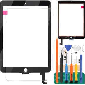 for iPad Air 2 Touch Screen Replacement for iPad Air 2nd Gen 9.7 Screen Replacement A1566 Digitizer Sensor A1567 Touch Digitizer Panel Glass No Home Button Repair Parts Black (Without LCD)