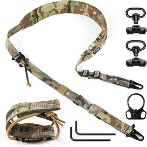 QD Sling 2 Point Sling Quick Adjust Gun Sling with HK Hook Soft Shoulder Pad Sling, Rifle Sling for Hunting Tactical Strap