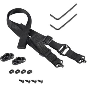 Rifle Sling 2 Point Sling Quick Adjust with QD Sling Swivels, Two Point Sling Gun Sling Strap with Fast Adjust Loop Quick Release Sling Attachment,2 PCS QD Sling Mount for Mlok