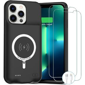 Battery Case for iPhone 13 Pro Max, 10800mAh Rechargeable Portable Charging Case with Wireless Charging Compatible for iPhone 13 Pro Max (6.7 inch) with CarPlay Battery Pack Charger (Black)