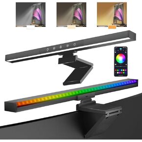 Display Light bar with APP Bluetooth, RGB Display Light bar, Adjustable Color Temperature, stepless dimming, Screen Glare Free Desk lamp Suitable for Home Office and Gaming