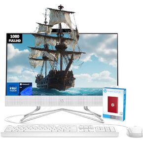 HP New All-in-one Computer | 21.5" FHD Anti-Glare Display | 32GB RAM | 1TB SSD (512GB PCIe & P500 500GB External) | Intel Dual-Core Processor | Ethernet (RJ-45) | HDMI | Webcam | Windows 11 Pro
