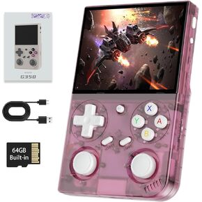 G350 Retro Handheld Game Console , G350 Retro Gaming Console 3.5'' IPS Screen Linux System Built-in 64G TF Card 20+Emulators Pre-Installed 4371 Games Retro Game Console with 3200mAh Battery Black