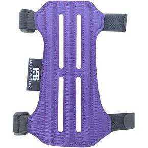 Hunt & Seek Fabric Archery Arm Guard 2 Hook-and-Loop Adjustable Straps Suede Leather Hunting Arm Guard Forearm Wrist Protector Archery Bracer Unisex - Purple