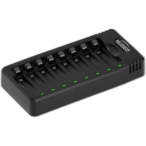 BEVIGOR 8 Bay AA AAA Battery Charger,Independent Slot Charger with LED Light, USB High Speed Charging, for Ni-MH Ni-CD Rechargeable Batteries,No Adapter
