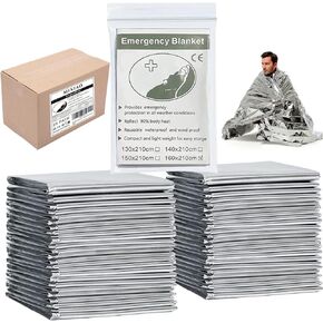 Emergency Foil Thermal Blanket (Pack of 25), 210 x 160 cm (82" x 63") Emergency shelter Survival Reflective Blankets Perfect for Outdoors, Hiking, Survival, Marathons or First Aid