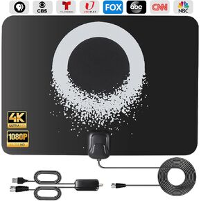 Long Range TV Antenna Indoor, 2024 Digital Amplified HDTV Antenna with Detachable Amplifier Signal Booster, Support 4K 1080P Smart ATSC 3.0 TV for Local Channels -16.4ft Coax HDTV Cable