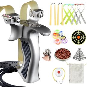 Catch&Hunt Slingshot,Outdoor Hunting and Shooting Metal Professional Slingshot for Adult,Clay and Metal ammo,Thickened Rubber Bands,Target