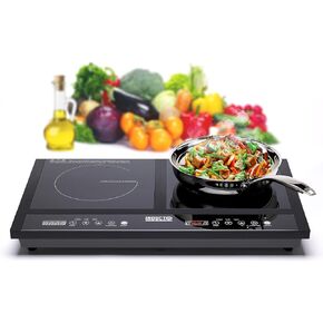 Homewell Inducto Dual Induction Cooktop Countertop Burner, Portable Electric Cooktop with Two Heating Zones, Energy-Efficient Countertop Stove, Easy-to-Clean Glass Surface, Black 1800W