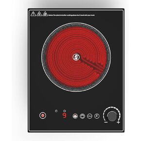 Electric Cooktop,1800W Electric Stove Top with LED Touch and Knob Control,Single Burner Electric Cooktop L9 Power Levels, Kids Lock & Timer,110V Portable Induction Cooktop for Home Camping.