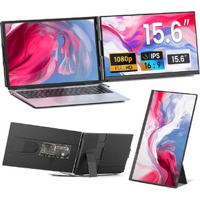 Laptop Screen Extender - 15.6" FHD 1080P Portable Monitor for Laptop, Detachable & Plug and Play Dual Laptop Monitor Extender for 13"-17.3" Laptops, Compatible with Wins/Mac/Android/Chrome