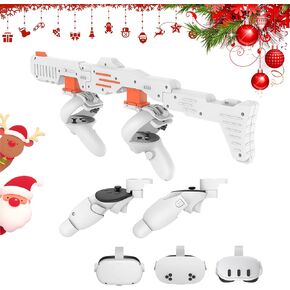 Tyasoleil VR Handle Accessories for Meta Quest 2 & 3, Humanized Weighted Stock for Quest 3S, Enhance Control Feel, Realistic FPS Gaming Experience (White)