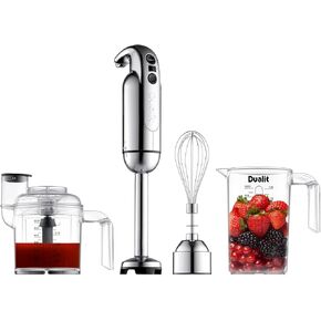 Dualit Hand Blender Set | Handheld Stick Blender With Chopping Bowl, Whisk & 35.1 fl oz Measuring Jug | 700W with Turbo Speed | Chrome