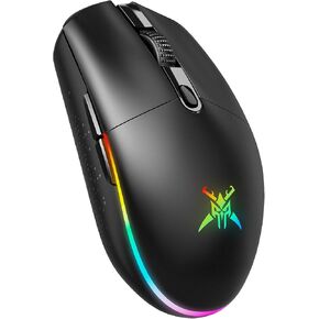 TECKNET Gaming Mouse Wireless, 8000 DPI Optical Sensor, RGB Backlit, Ultra Lightweight, 6 Programmable Buttons, Rechargeable 2.4G Cordless&Wired Mouse, 100Hrs Battery Life, for Laptop, PC, Mac - Black