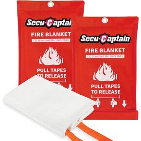 SecuCaptain Emergency Fire Blanket for Home and Kitchen - 12 Pack 40"x40" Flame Suppression Fiberglass Fire Blankets for House Camping Car Warehouse Office Emergency Survival Safety