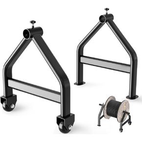 Wire Spool Rack, Portable Cable Caddy, Heavy-Duty Steel Dispenser for Up to 28" Reels, 220 lbs Capacity, Easy Assembly, Non-Slip Design, Black