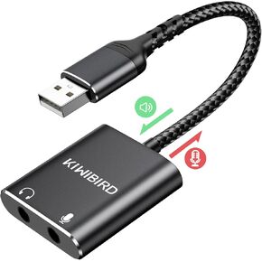 External USB Sound Card 3.5mm Jack Audio DAC Stereo Cards Adapter Line in Out Compatible with Headphone Headset Microphone Converter Gaming PC Laptop Mac PS5 PS4 Raspberry Pi Windows Linux