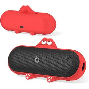 Silicone Kawaii Cute Case for Wireless Bluetooth Speaker,Speaker Case Compatible with Beats Pill Wireless Bluetooth Speaker,Anti-Scratch Protective Sleeve for Beats Speaker (Off-White)