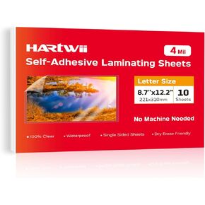 Self Adhesive Laminating Sheets,4Mil 8.5x11inches,10 Sheets Self Sealing Laminating Sheets, Self Adhesive Contact Paper,Clear Laminate Sheets for Stickers,No Machine Needed