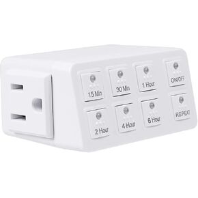 BN-LINK Indoor Countdown Timer with Repeat Function, Heavy Duty Accurate Compact Size for Charger Vacation Security, 3-Prong Grounded Outlet, 15A/1875W ½ HP ETL Listed