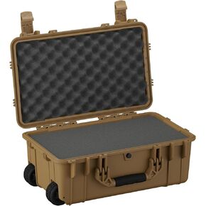 Condition 1 22" Large Rolling Lockable Hard Storage Case with Foam, Model 300, Waterproof Protective Box for Camera, Tactical, Scientific Gear, Made in USA, 21.84"x13.82"x9", Flat Dark Earth