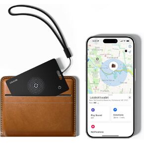 Wallet Tracker Card, Ultra Slim Tracking Card, Wireless Rechargeable, Works with Apple Find My (iOS Only) for Effortless Wallet Tracking, Item Card Finder for Luggage, Purse and More, Waterproof