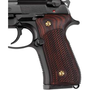 Cool Hand Wood Grips for Beretta 92/96 Full Size, 92 fs, m9, 92a1, 92 INOX, Gold Gun Grips Screws Included, Checker Diamond Cut Texture, 1/4" Thin