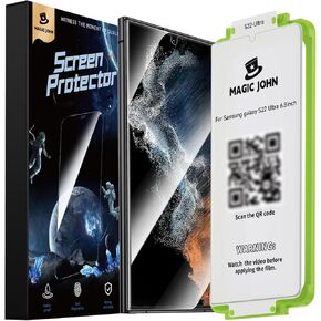 MAGIC JOHN 2 Pack for Samsung Galaxy S22 Ultra Screen Protector [Ceramic film] 6.8 inch,[100% Fingerprint ID Compatible] Easy Installation Tray, Shock-Resistant, 3D Curved, Bubble Free, Scratch Proof,