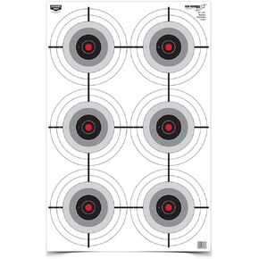 Birchwood Casey 23" x 35" Eze-Scorer Multiple Bull's-Eye Shoot-Up Brilliant White Paper Targets for Indoor and Outdoor Use