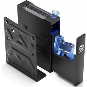 Xdeer Biometric Pistol آمن ، وصول سريع للوصول إلى Nightstand آمن للمسدسات في ثوانٍ ، وصندوق قفل محمول للسيارة أو الشاحنة أو المكتب أو السرير أو الجدار مع بصمات الأصابع والمفتاح ورمز الدبوس