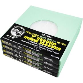 (100) 7" Vinyl Record Inner Sleeves Polylined with Hole - Mint Green - Archival Quality - 07IAMG