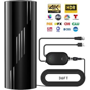 1600+ Miles Range TV Antenna Indoor, 2025 Strongest Digital TV Antenna for Smart TV and Old TVs, HD TV Antenna for Local Channels with Amplifier and Signal Booster-36ft Coax Cable-Support 8K 4K 1080p